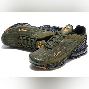 Nike Air Max Plus in Olive with Orange Accents